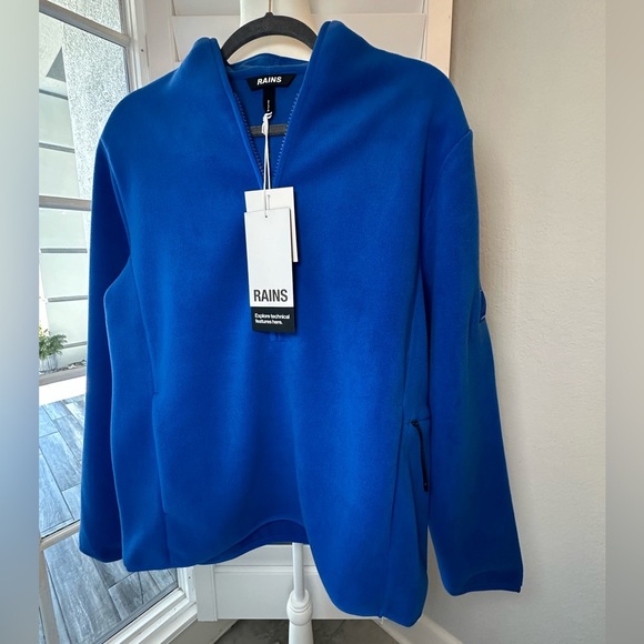 RAINS Men’s Blue Half-Zip Fleece NWT - Picture 1 of 13